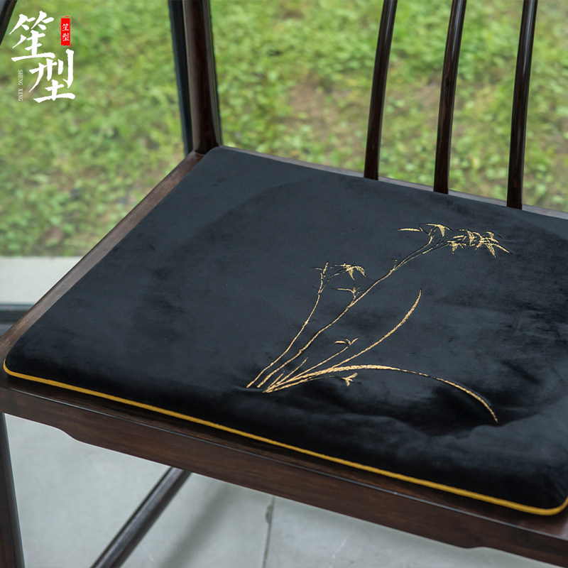 新椅垫古典刺绣绒布坐垫茶椅餐椅圈椅垫子红木沙发座垫