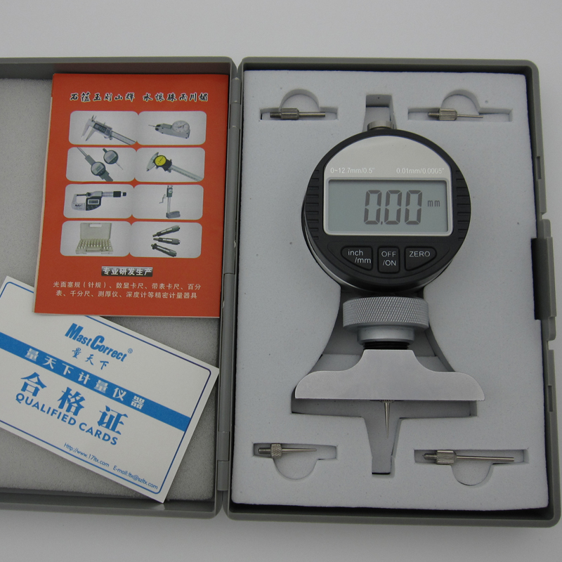 深度表 电子数显深度计百分表 带座配5个测头 V槽深度仪