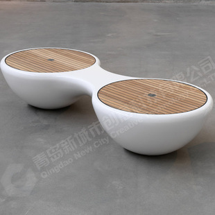 时尚创意玻璃钢座椅休闲椅连体圆形座椅户外休闲椅商场公共坐凳