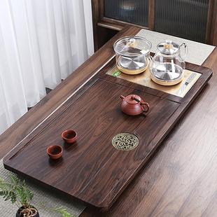 一体办公室烧水整块黑檀木 茶盘茶海家用高档实木茶海全自动套装