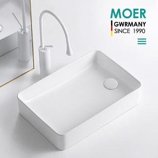 MOER侧下水台上盆洗手盆洗脸盆陶瓷面盆台盆艺术盆方形家用阳台