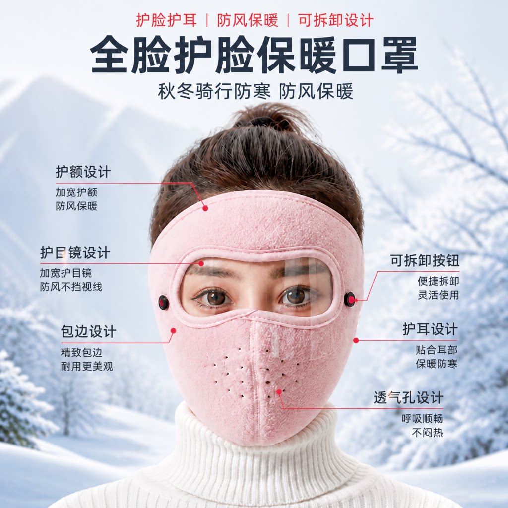秋冬季全脸护脸保暖口罩男女款