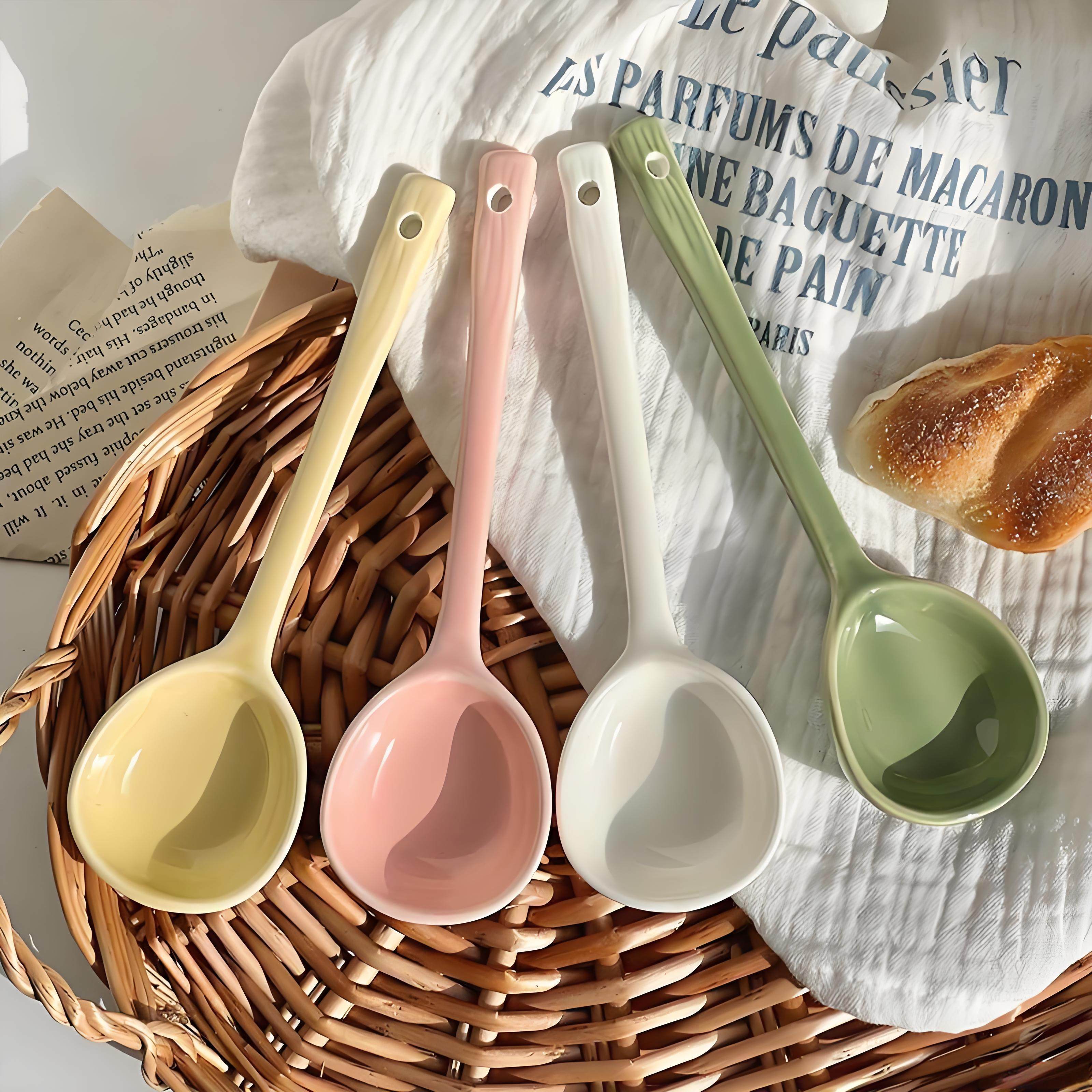 ins风手捏不规则日式陶瓷勺子高颜值家用喝汤长柄饭勺螺蛳粉汤勺,餐饮具,调羹/饭勺,淘宝优惠券,粉丝福利购,淘宝优惠卷