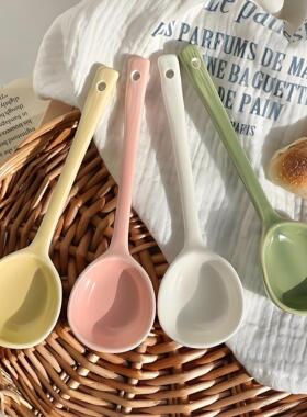 ins风手捏不规则日式陶瓷勺子高颜值家用喝汤长柄饭勺螺蛳粉汤勺