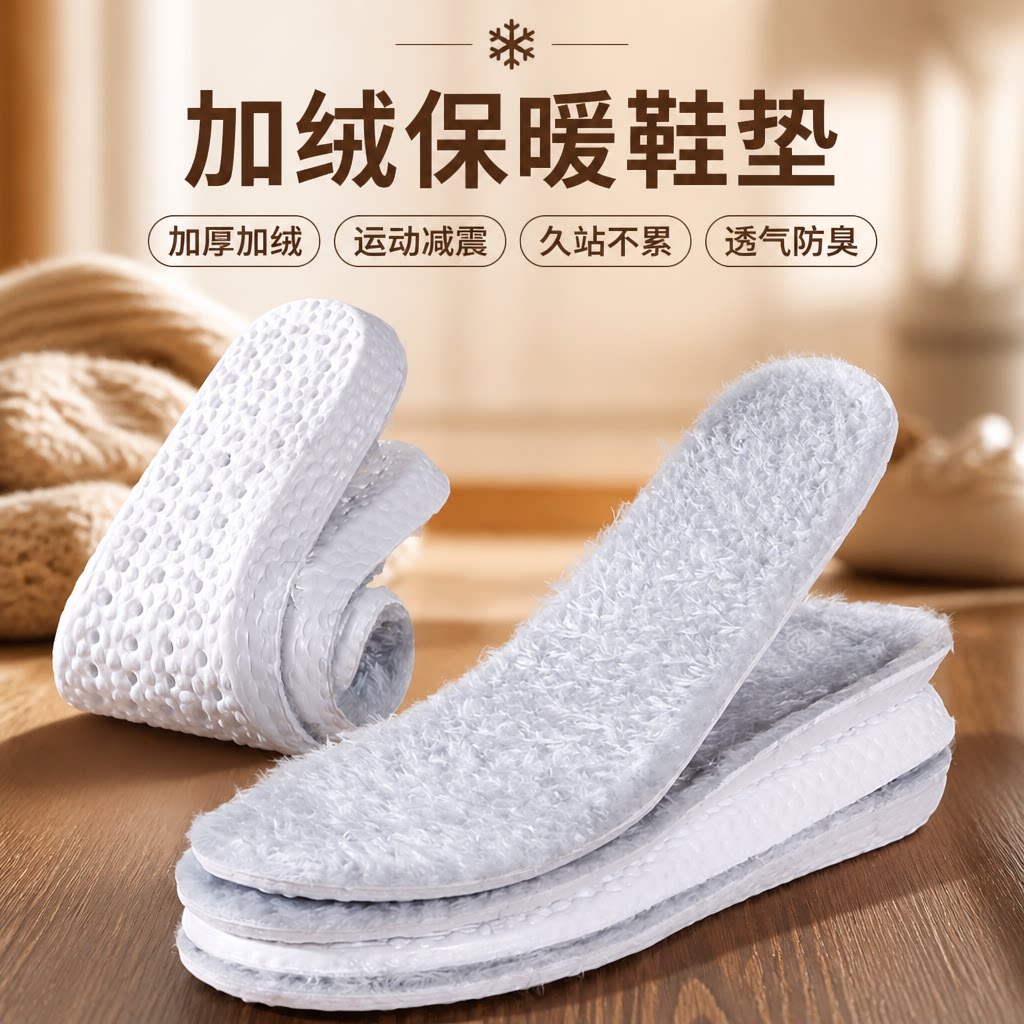 踩屎感保暖鞋垫冬季加绒加厚