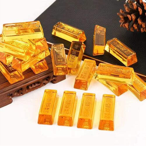 特价黄水晶金条金砖摆件吉祥物黄金万两家居装饰品开业复古怀旧件