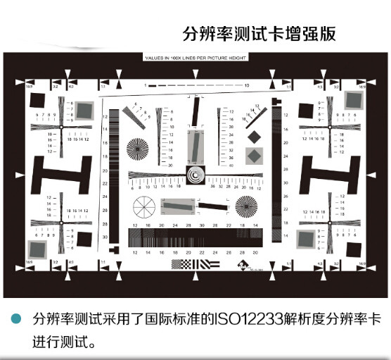 手机摄像机镜头分辨率测试卡增强版ISO12233解析度卡4000线高清晰