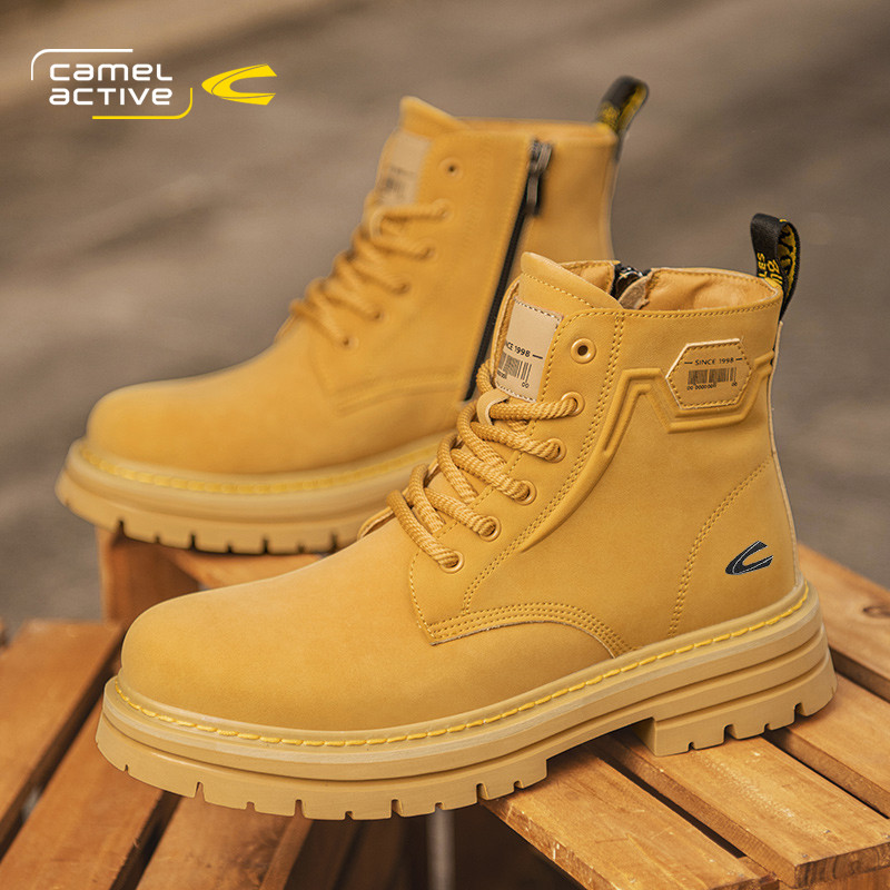 骆驼动感2026新款秋季男士户外防滑耐磨马丁靴舒适百搭时尚大黄靴