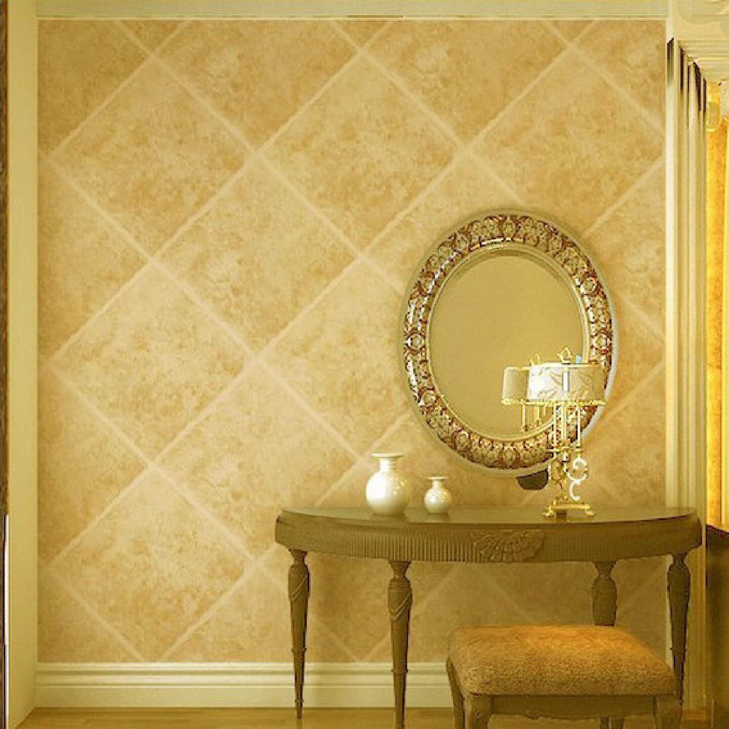 加厚3D立体菱形大理石墙纸中式客厅电视背景橱柜卫浴仿瓷砖壁纸