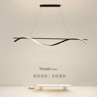 餐厅吊灯现代简约线条北欧LED长条餐桌吧台设计师办公室吊灯灯具