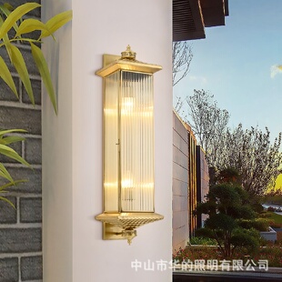 全铜户外壁灯防水室外过道墙灯别墅走廊花园庭院阳台大门灯 新中式