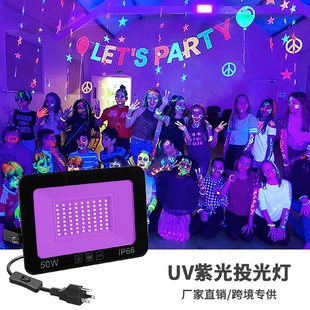 30W50W户外UV泛光灯395nm荧光壁画鬼屋LED万圣节派对紫光投光灯