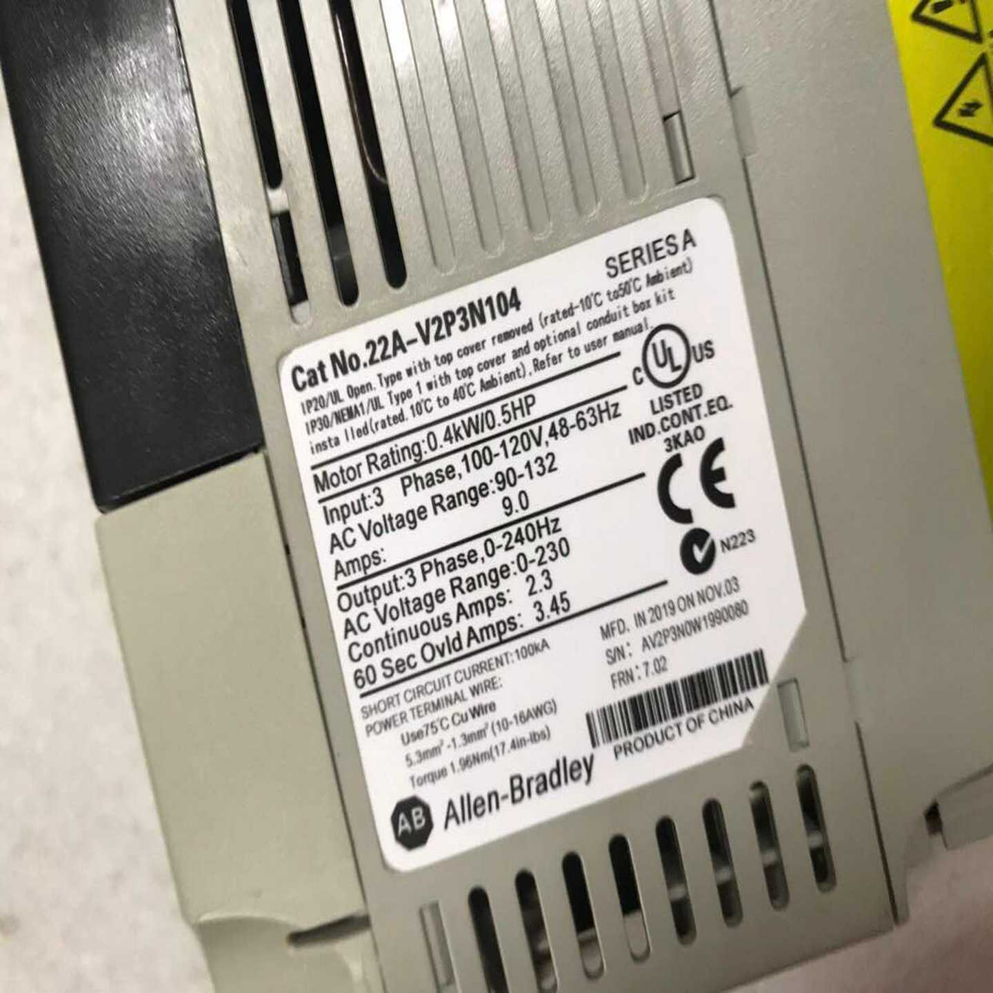 配件AB 变频器22A-V2P3v1p5v4p5n104 a2p1n103议价议价