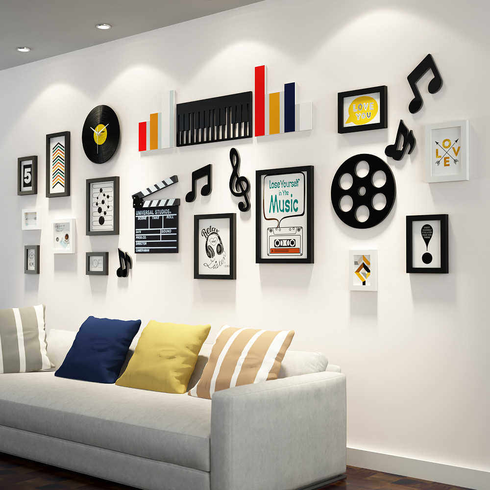 高分子_B05音乐潮流照片墙简约现代客厅装饰挂画组合相框墙挂饰品