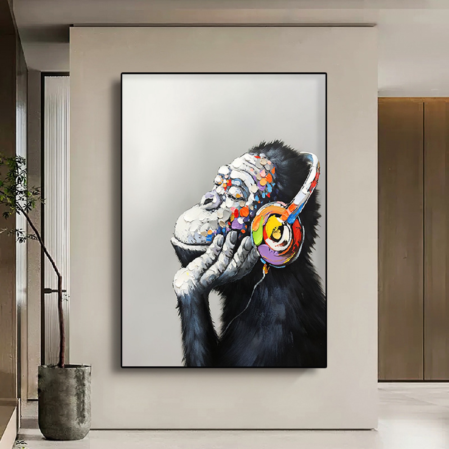 个性动物客厅装饰画餐厅卧室油画沙发背景墙壁画儿童房床头砂岩画图片