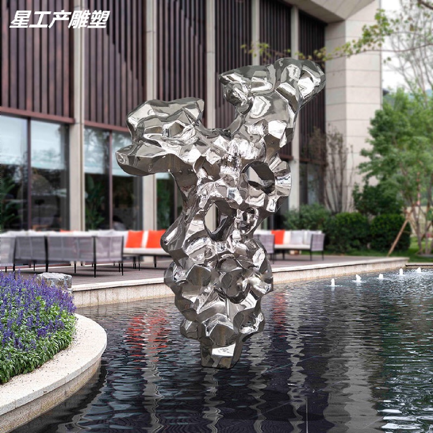 不锈钢太湖石雕塑售楼部庭院景观酒店户外大型落地摆件不锈钢雕塑