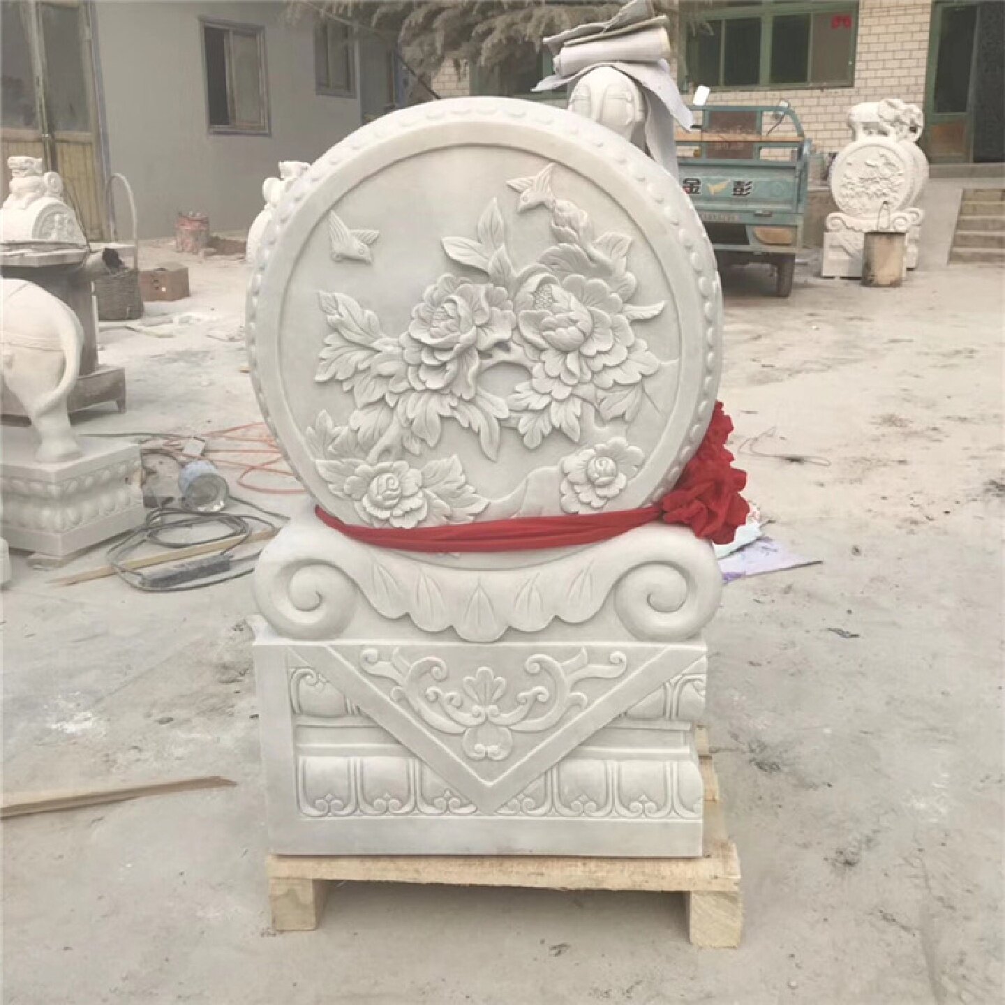 石雕门墩家用汉白玉石头小象抱鼓石墩一对门当户对门蹲石