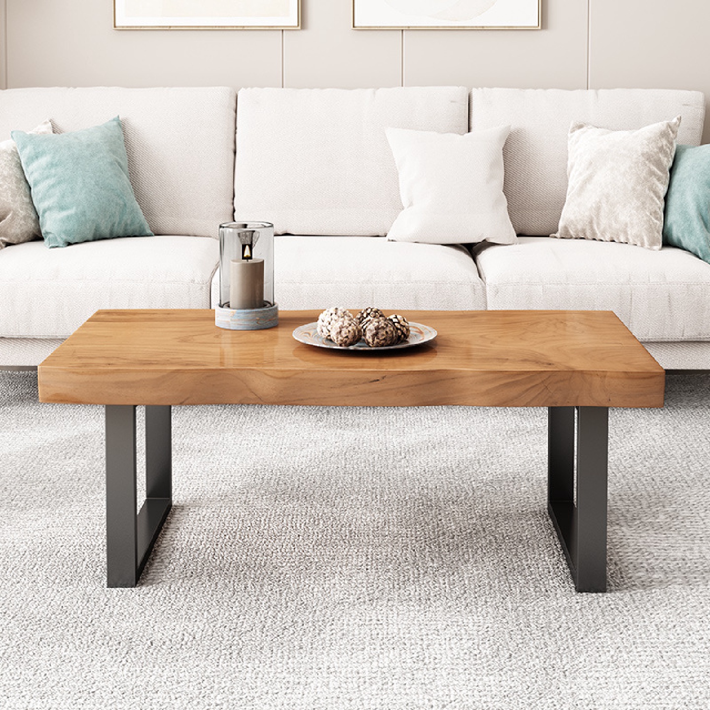 茶几客厅可吃饭长方形大板实木茶桌家用小户型60cm高茶几餐桌两用