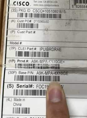 Cisco ASR9010万兆板卡 A9K-MPA-4X10【侨报商行】