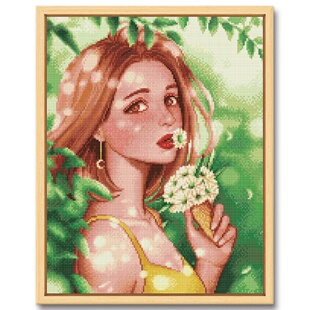 现代简约亚克力材质女孩DIY钻石画带框满钻手工制作彩色钻石画