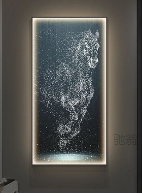 麓r现代轻奢玄关装饰画高级感LED灯壁画意式抽象马挂画走廊过道墙