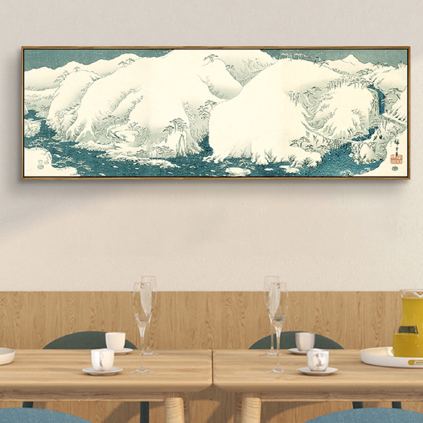 日式画富士山原木风挂画浮世绘玄关卧室床头客厅居酒屋酒店装饰画图片