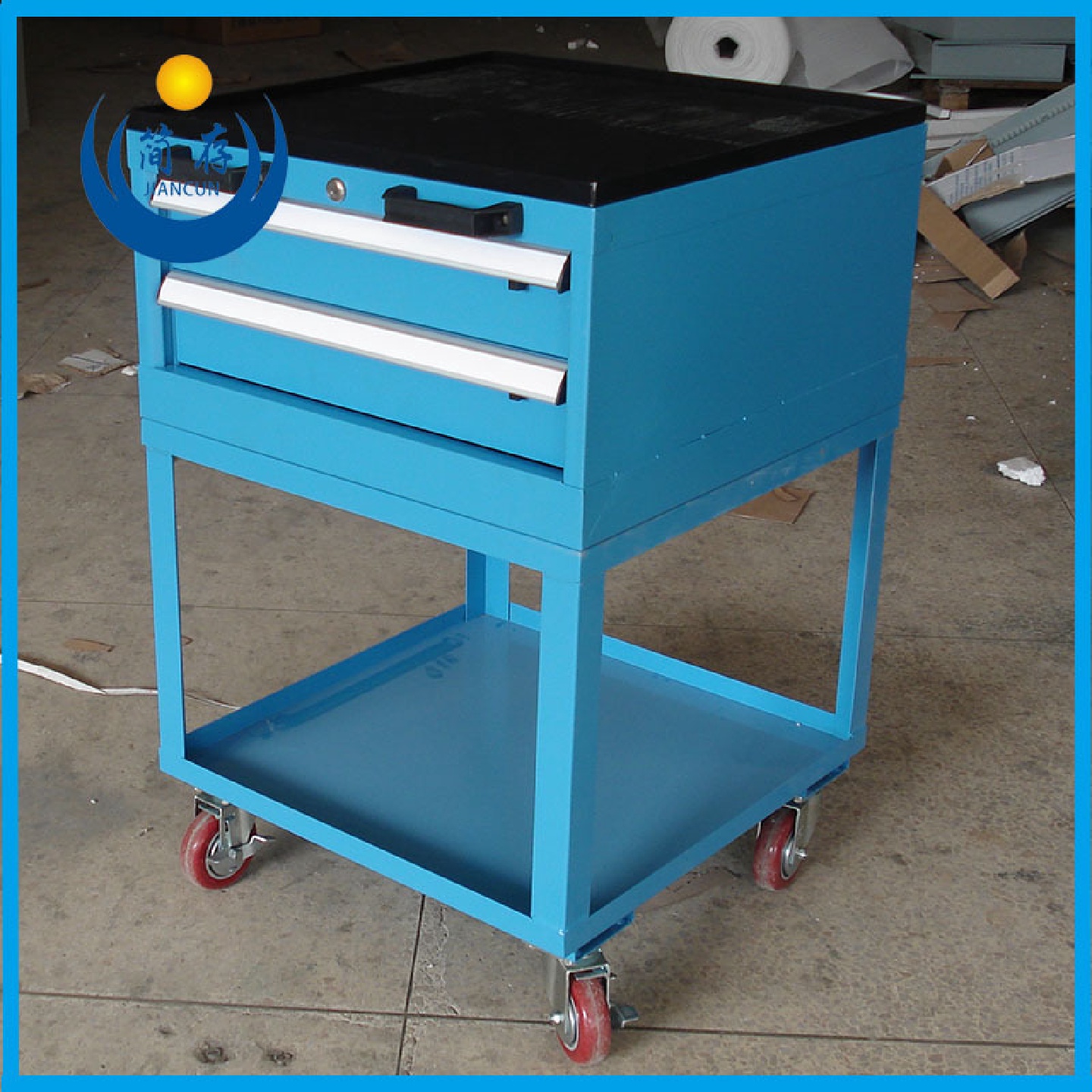 简存非标框架工具柜制造上面抽屉下部层板推车移动二抽工具车