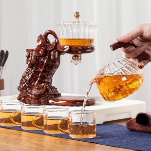 茶具套装 2023新款 玻璃懒人自动泡茶神器家用轻奢高档磁吸泡茶茶壶