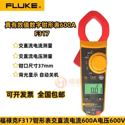 福禄克FLUKEF317交流数字钳形表F319电流钳表1000A高精度钳形表
