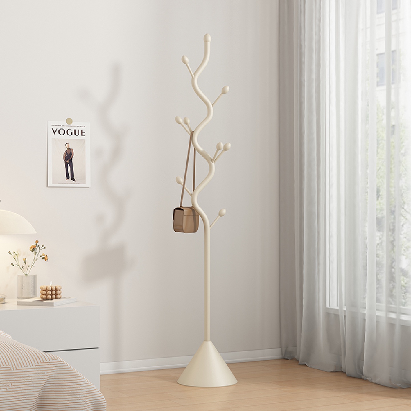 简约衣帽架落地卧室内挂衣架家用衣服架置物挂包的架子立式晾衣架