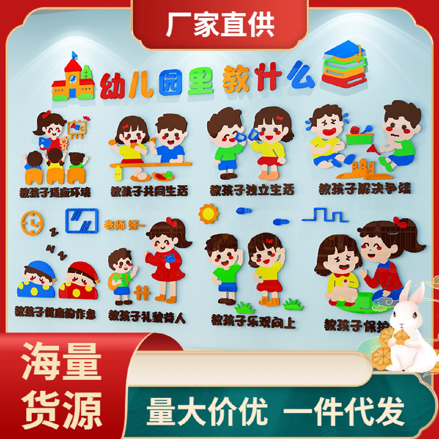 幼儿园墙面装饰托管班墙贴画教室布置大厅环创材料主题文化墙图片