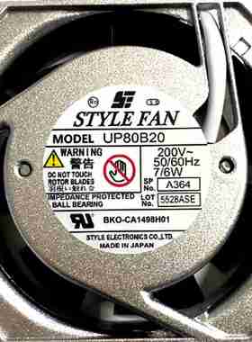 议价-UP80B20200VAC7/D6WUP80B22原装日本STYLEFAN8025铝框交