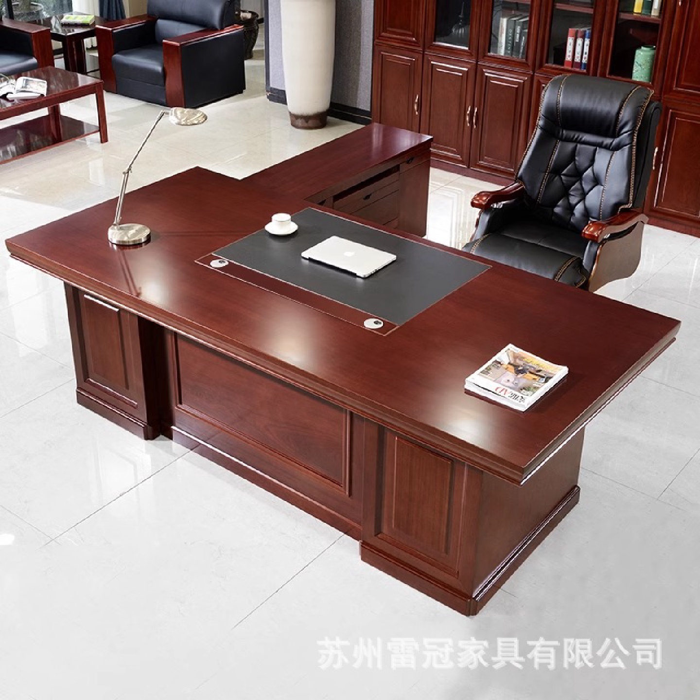 老板桌总裁办公桌椅组合贴实木皮大班台办公桌简约现代主管经理桌