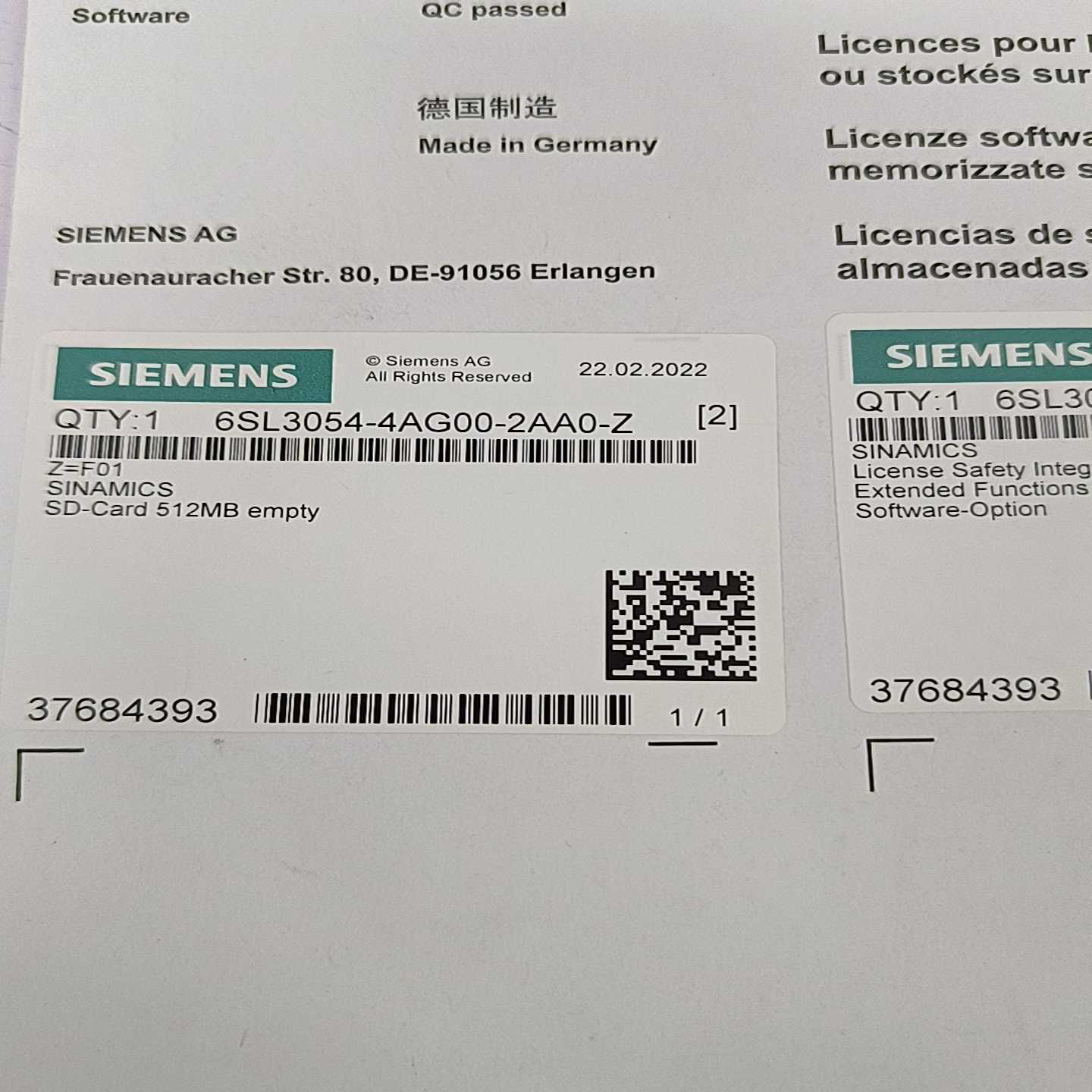 【议价】6SL3054-4AG00-2AA00-ZF01正