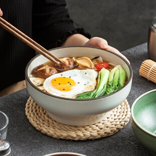 日式 新款 斗笠碗特色米饭碗家用圆形大号拉面碗餐厅陶瓷汤碗酒店