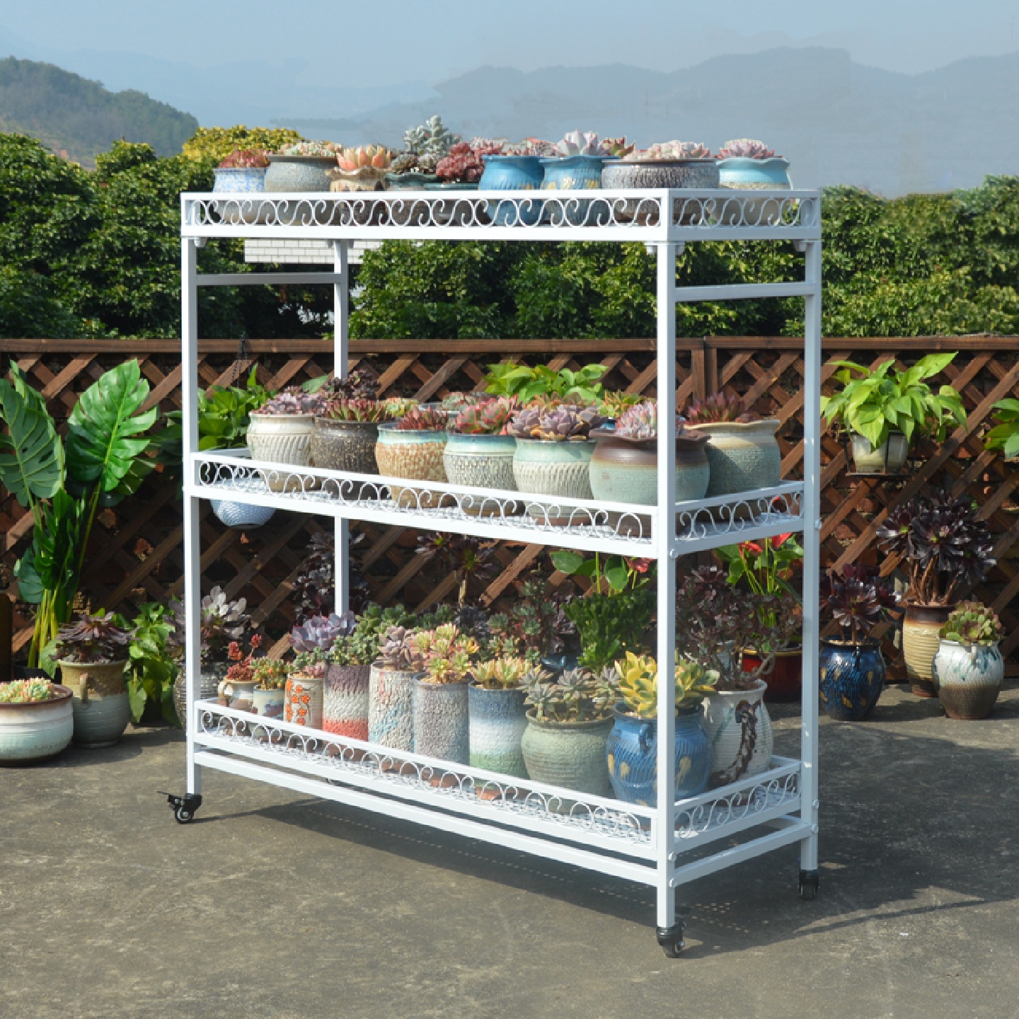 9W阳台室内客厅多肉花架飘窗台落地式可移动带轮多层蝴蝶兰植物架