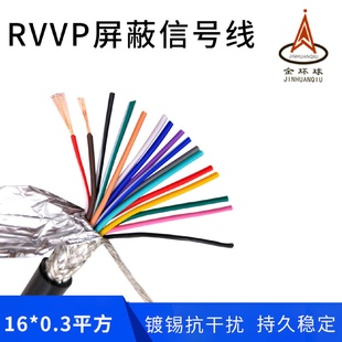 金環(huán)球屏蔽電纜RVVP16芯0.3平方阻燃銅芯PVC軟護套廠家直銷