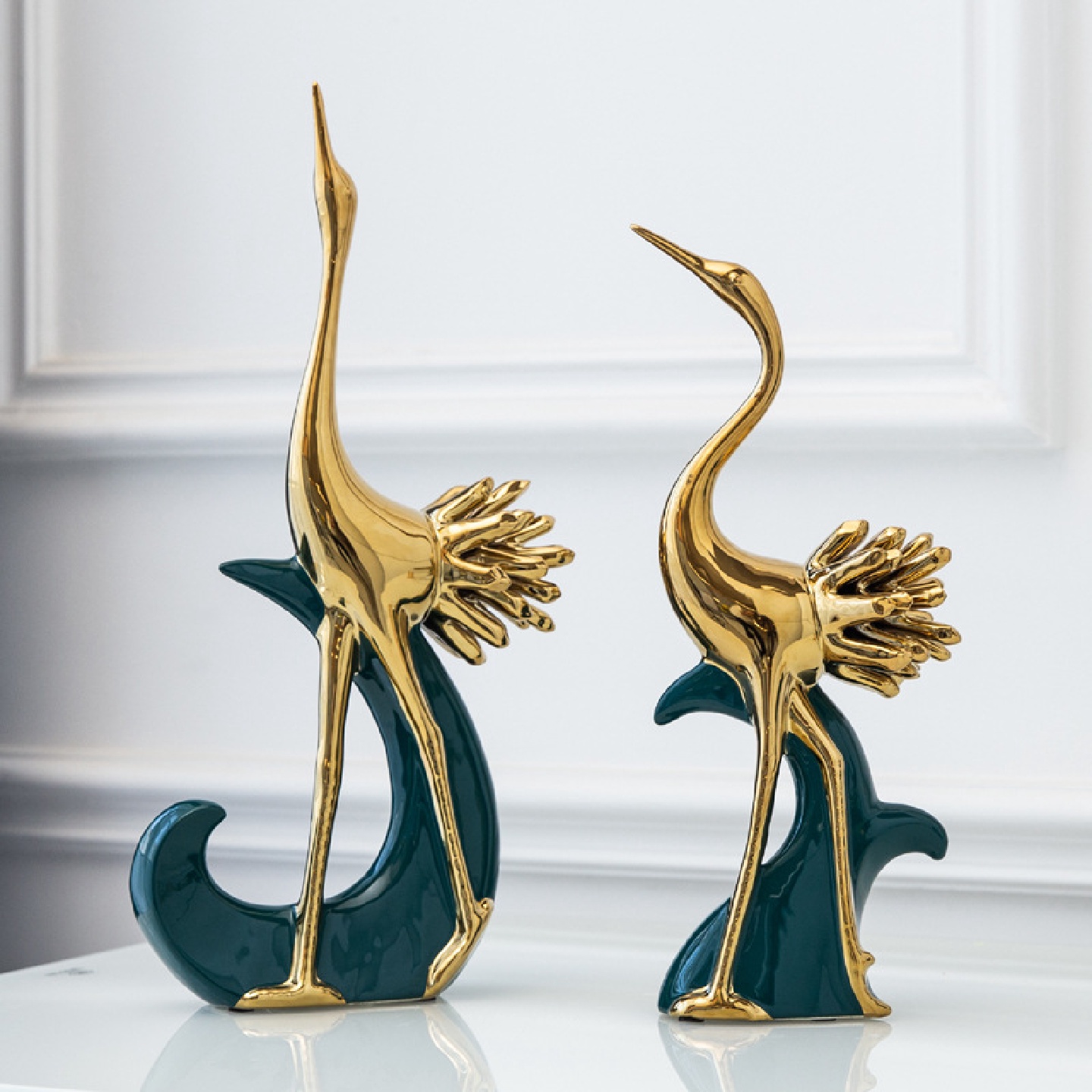 动物摆件现代仙鹤新中式家居装饰品客厅玄关电视柜样板房摆设