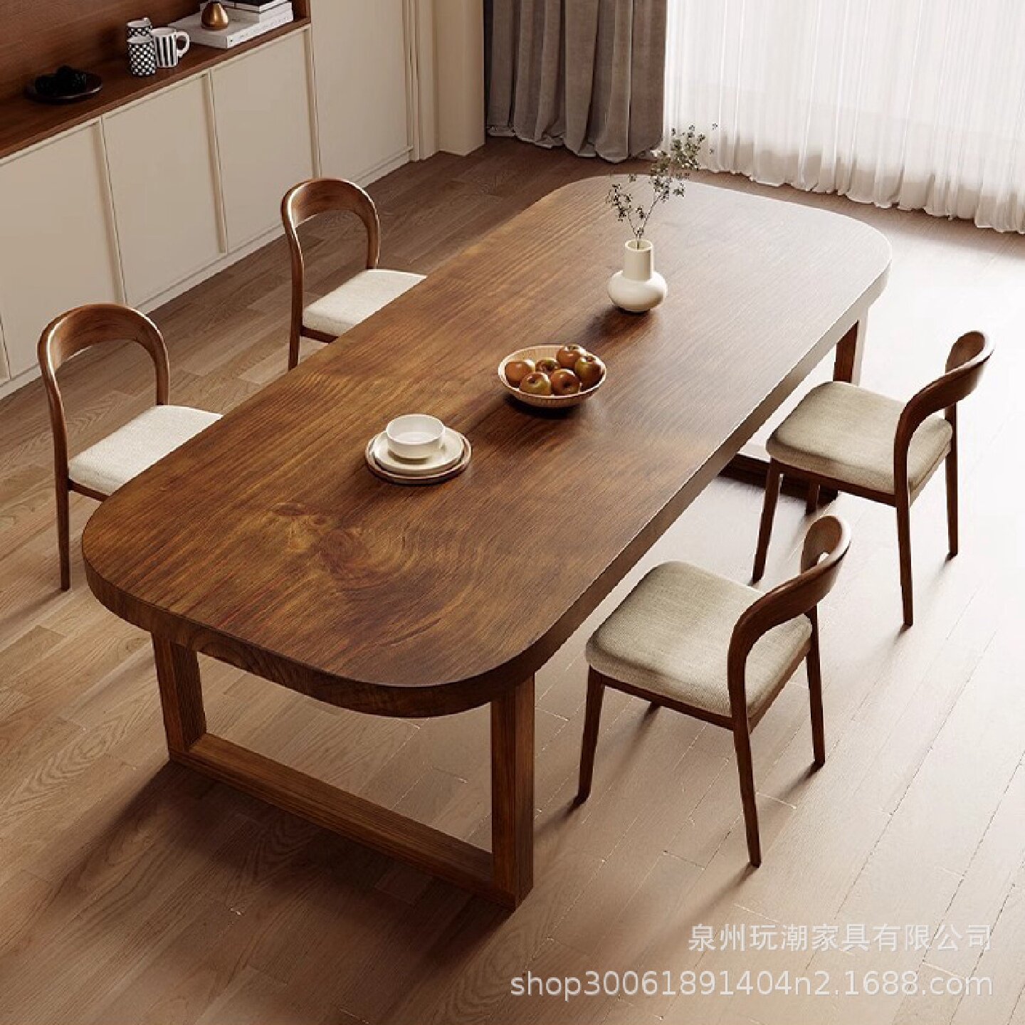 北欧全实木餐桌椅组合现代简约原木饭桌小户型圆角防磕碰餐桌实木