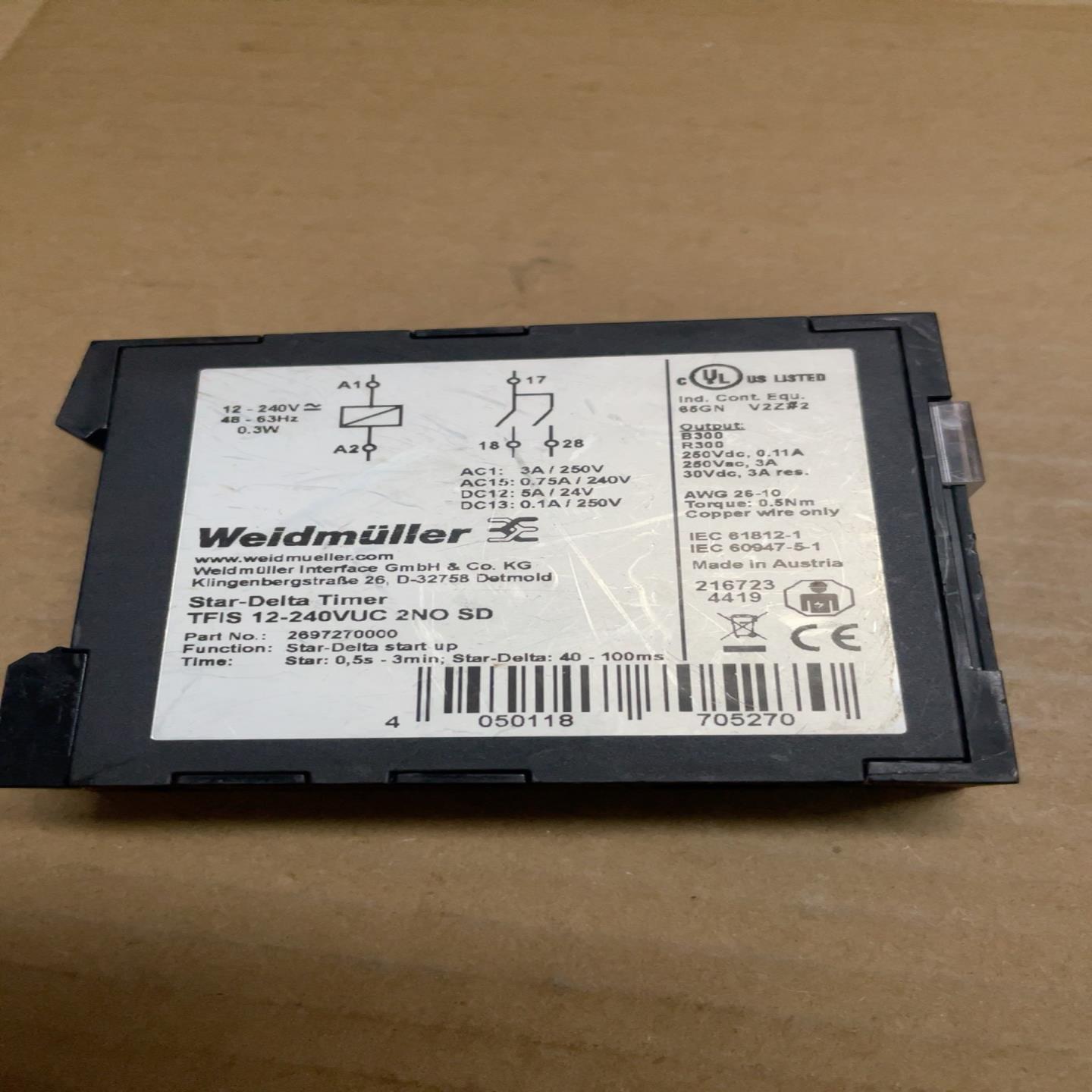魏德米勒时间继电器12-240VUC 2NO SD(佳毅工控)