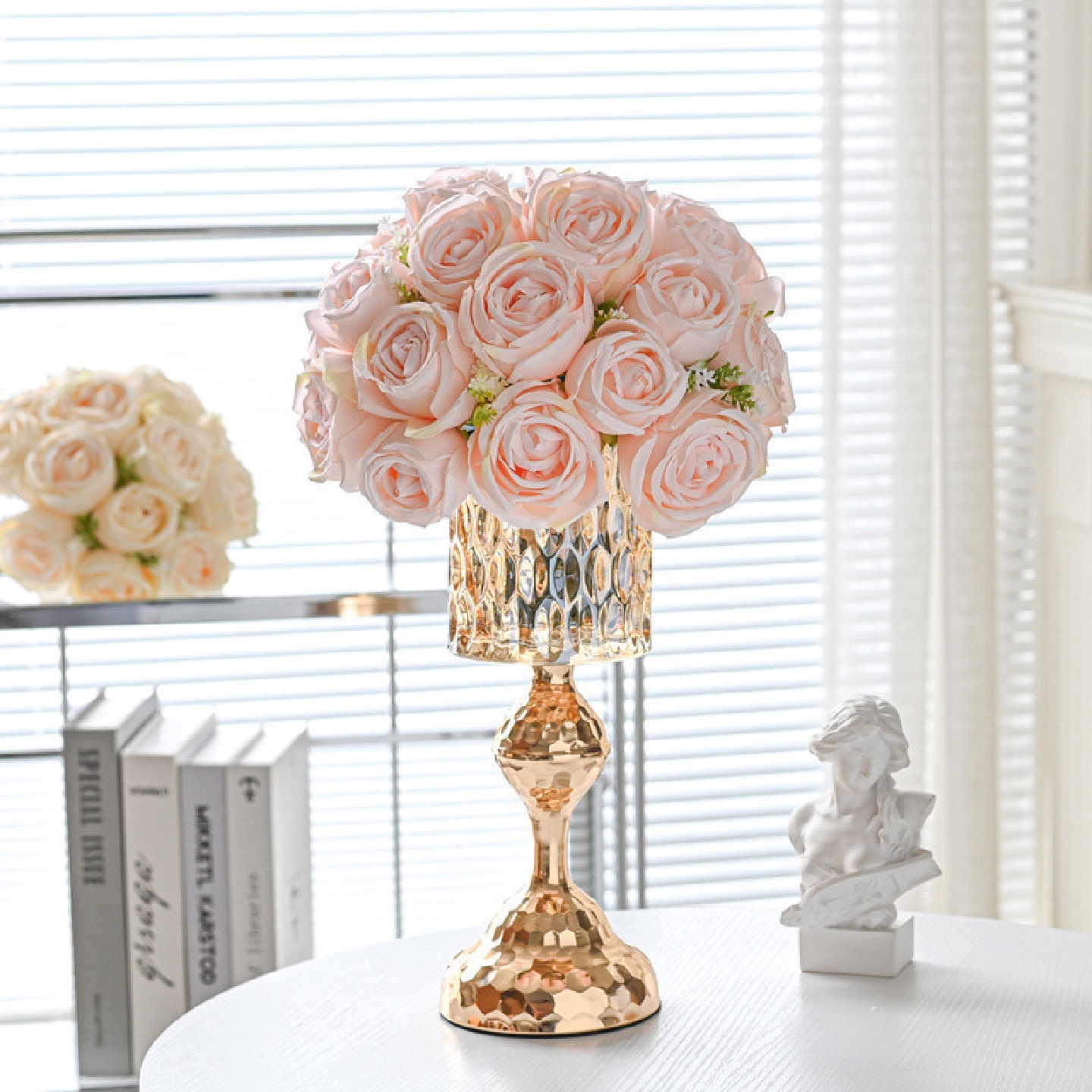 轻奢高端玫瑰仿真花客厅装饰花艺摆件餐桌摆设干花假花束酒店装饰