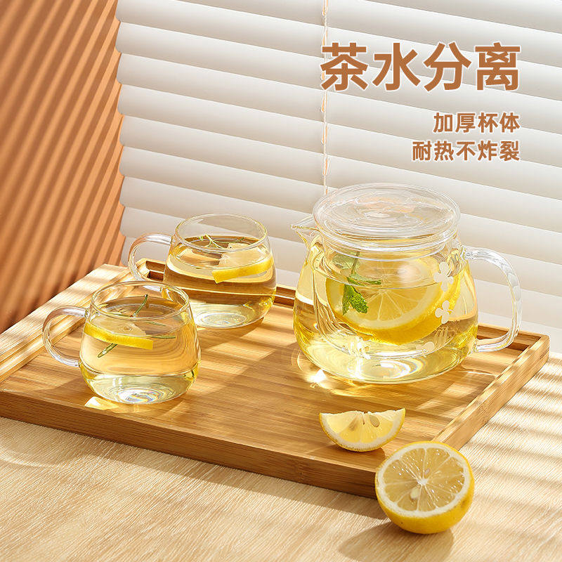 物生物小花壶玻璃茶壶水壶家用煮茶耐高温花茶茶具套装过滤泡
