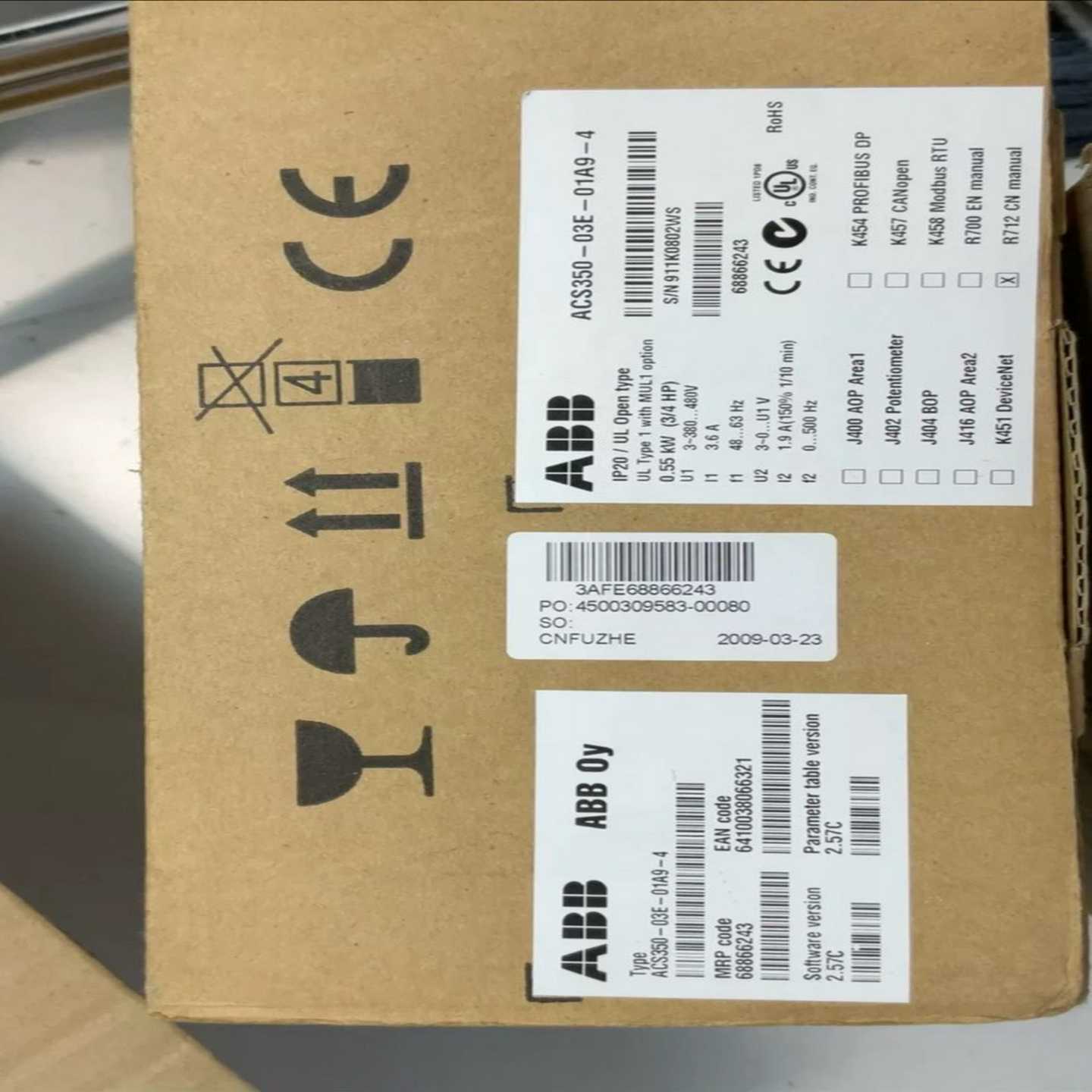 询价~ABB变频器ACS350-03E-01A9-4 0.55KW