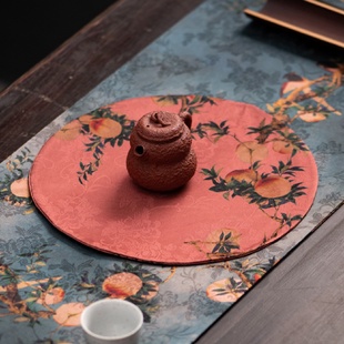 禅意复古桌旗布茶桌隔热干泡盘桌布茶垫茶道配件 香云纱茶席新中式