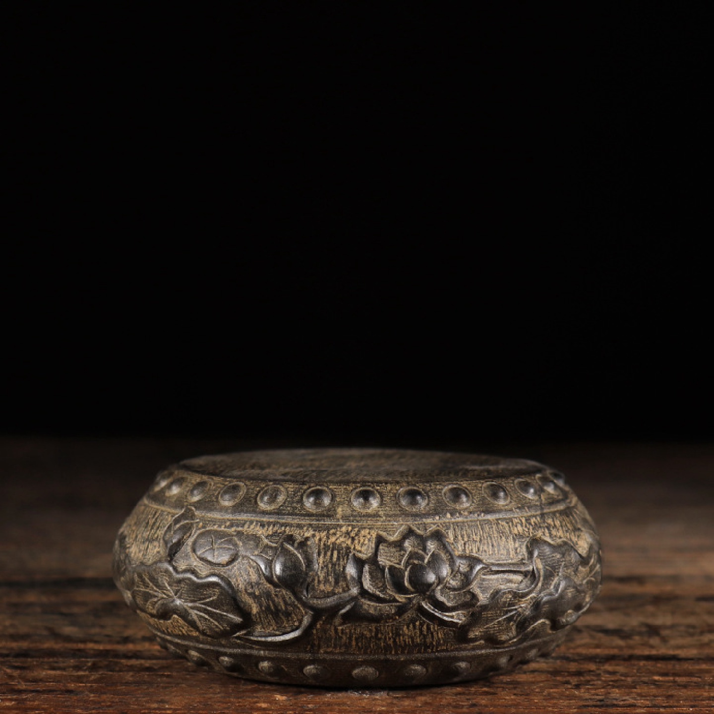 厂家批发仿古石雕做旧青石石鼓中式复古陈设摆件杯垫壶座底座文玩