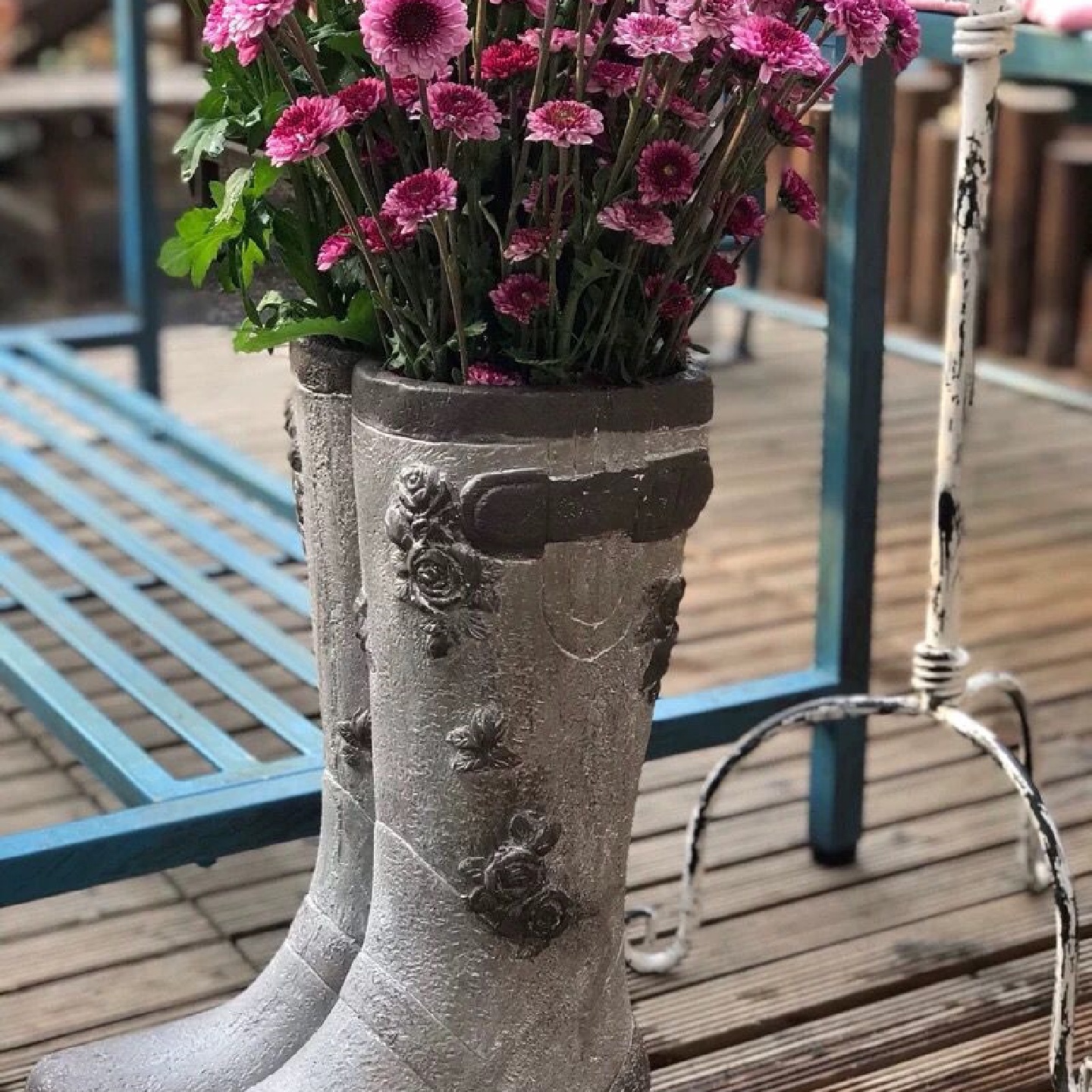 创意工艺品雨鞋花盆复古落地栽插花摆件室内客厅花园庭院装饰品