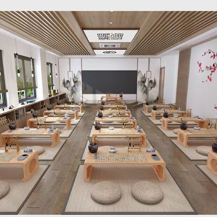新中式书法桌子幼儿园国学桌椅培训班课桌椅书画桌实木围棋茶艺桌
