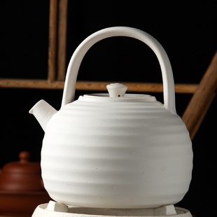 家用煮茶提梁陶壶壶烧麦饭石明火手工电陶炉炭炉白泥水壶 陶瓷日式