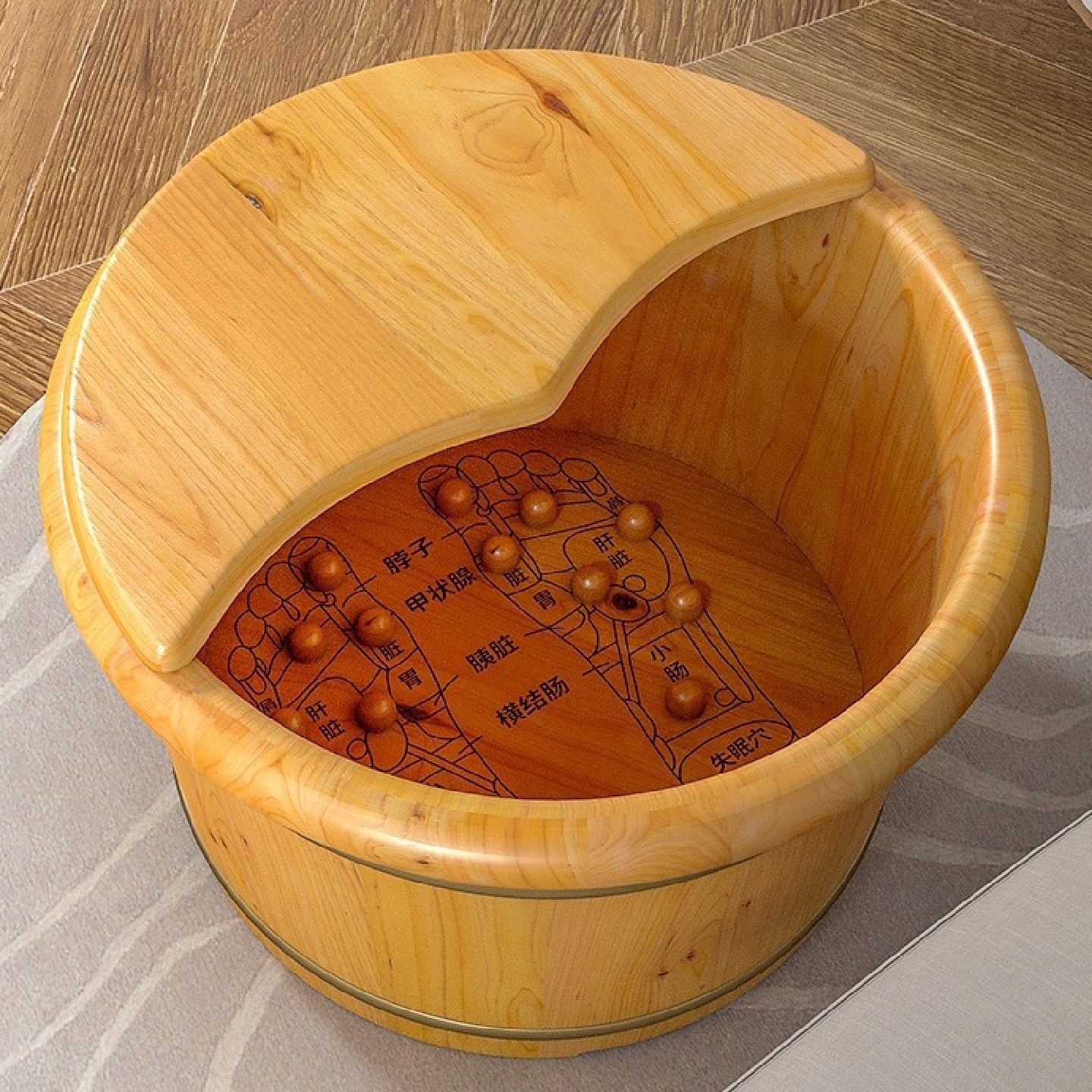 泡脚桶木桶家用足浴盆实木洗脚桶保温泡脚桶木质养生按摩洗脚木盆