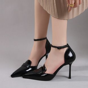 杨树林同款复古名媛单鞋 高跟尖头浅口中空防滑女鞋